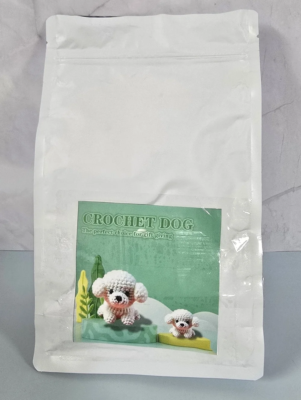 DIY White Poodle Dog Keychain Crochet For Beginners Kit All Tools Included New